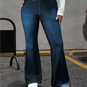 Blue Denim effect Stretch Flare Jeans